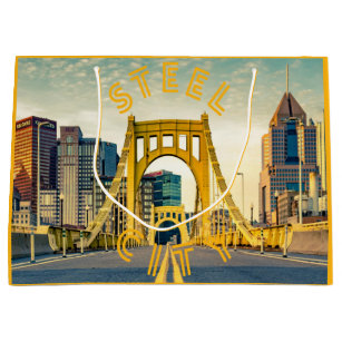 Pittsburgh Steel City Skyline Bridge Pennsylvania  Large Gift Bag