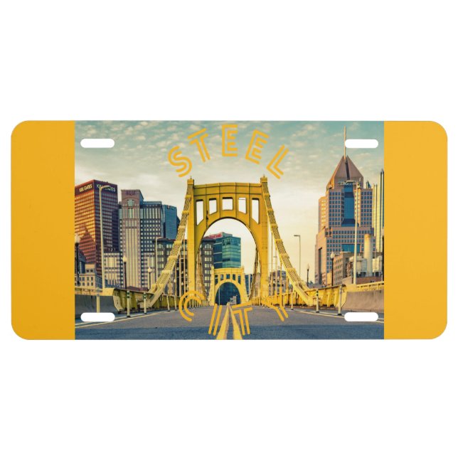 Pittsburgh Steel City Skyline Bridge Pennsylvania  License Plate (Front)