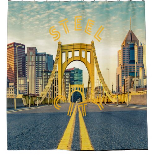 Pittsburgh Steel City Skyline Bridge Pennsylvania  Shower Curtain