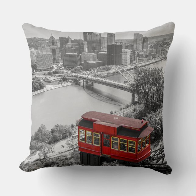 Pittsburgh Steel City Skyline Incline Pennsylvania Throw Pillow (Front)