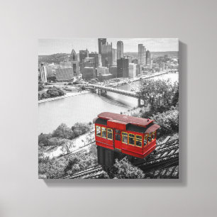 Pittsburgh Steel City Skyline Incline Photography Canvas Print