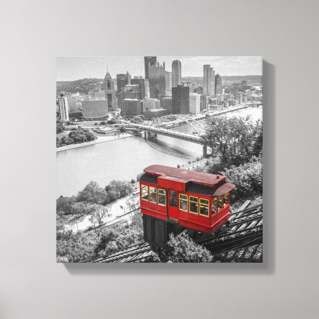Pittsburgh Steel City Skyline Incline Photography  Canvas Print (Front)