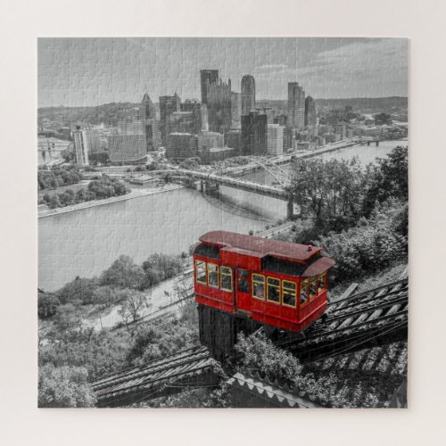 Pittsburgh Steel City Skyline Incline Photography  Jigsaw Puzzle