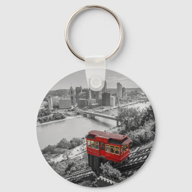 Pittsburgh Steel City Skyline Incline Photography  Keychain (Front)