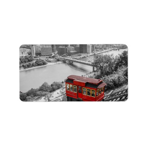 Pittsburgh Steel City Skyline Incline Photography  Label