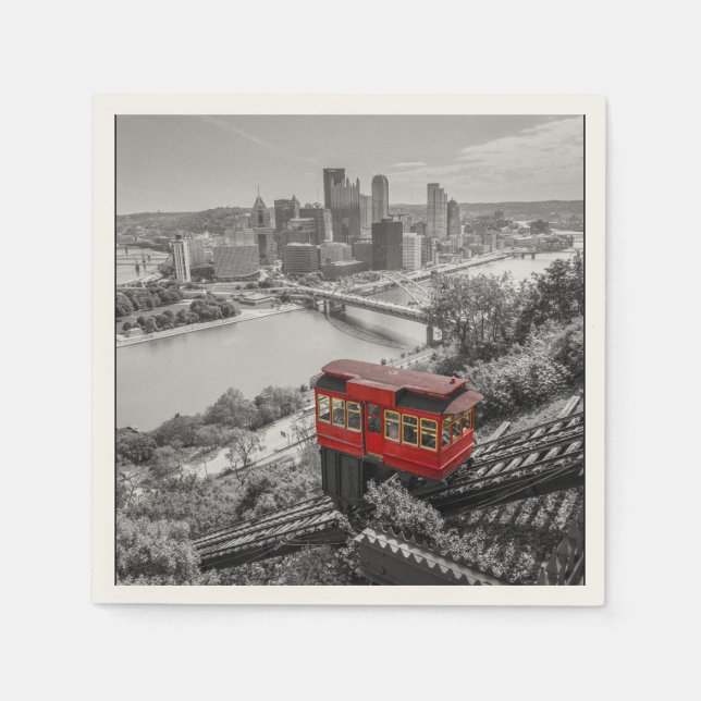 Pittsburgh Steel City Skyline Incline Photography  Napkins (Front)