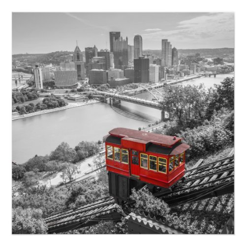Pittsburgh Steel City Skyline Incline Photography  Photo Print