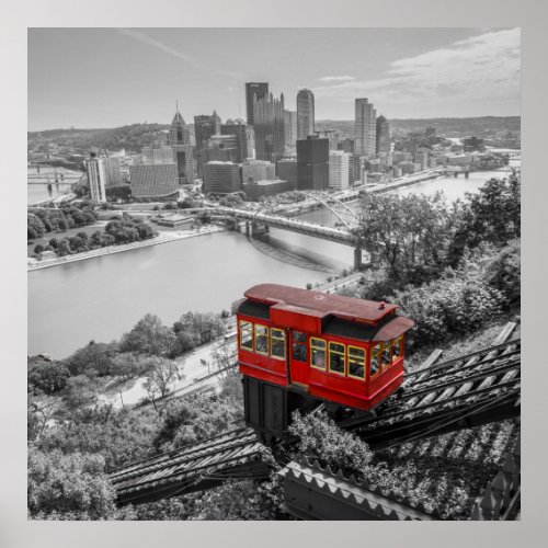 Pittsburgh Steel City Skyline Incline Photography Poster