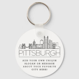 Pittsburgh Stylized Skyline Custom Slogan Keychain