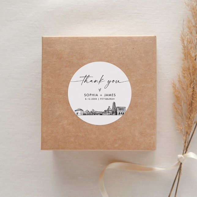 Pittsburgh Thank You Favor 3" (sheet of 6) Classic Round Sticker (Creator Uploaded)