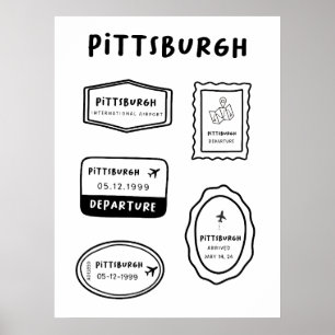 Pittsburgh - Travel Stamp Collection   Minimalist  Poster