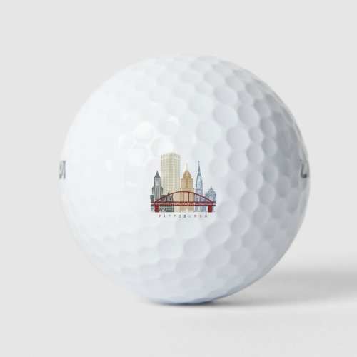 Pittsburgh V2 skyline poster Golf Balls