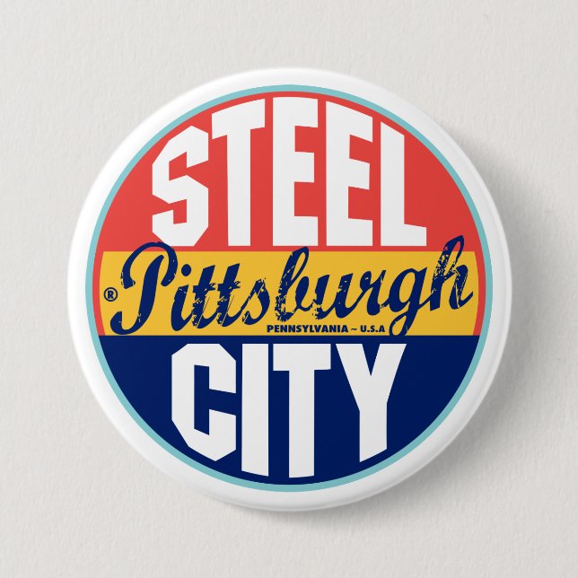 Pittsburgh Vintage Label Button (Front)
