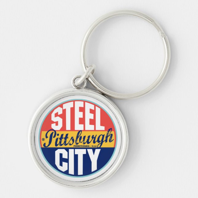 Pittsburgh Vintage Label Keychain (Front)