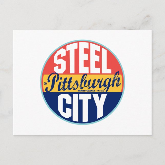Pittsburgh Vintage Label Postcard (Front)
