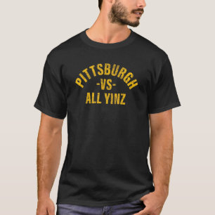 Pittsburgh Vs All Yinz Cool Distressed Retro T-Shirt