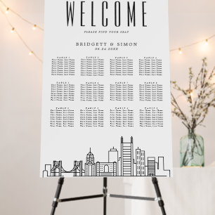 Pittsburgh Wedding   12 Table Seating Chart  Foam Board