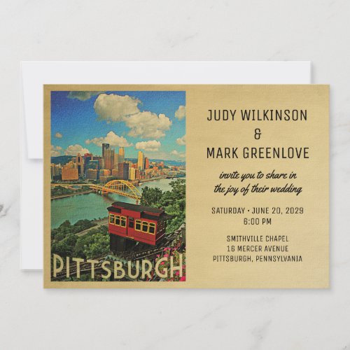 Pittsburgh Wedding Invitation Vintage Mid_Century