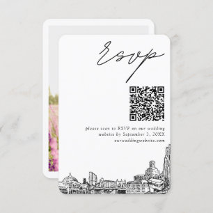 Pittsburgh Wedding Modern RSVP QR Code Small Enclosure Card