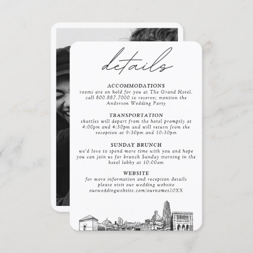 Pittsburgh Wedding Small Vertical Details Enclosure Card
