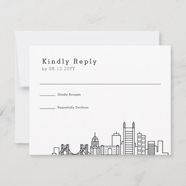 Pittsburgh Wedding | Stylized Skyline RSVP (Front)