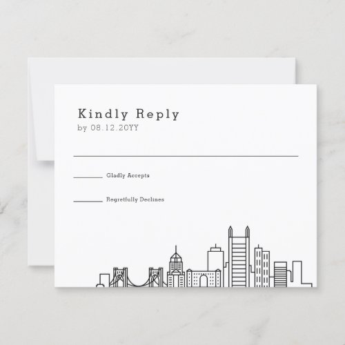 Pittsburgh Wedding  Stylized Skyline RSVP