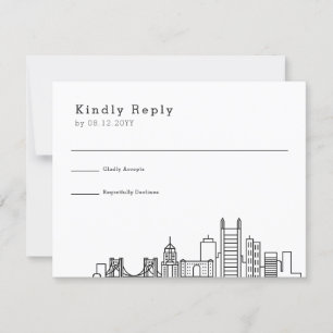 Pittsburgh Wedding   Stylized Skyline RSVP Card