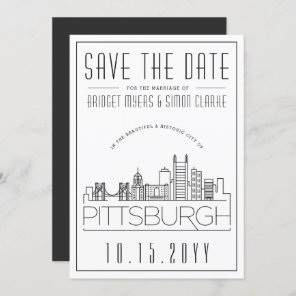 Pittsburgh Wedding |Stylized Skyline Save the Date Invitation