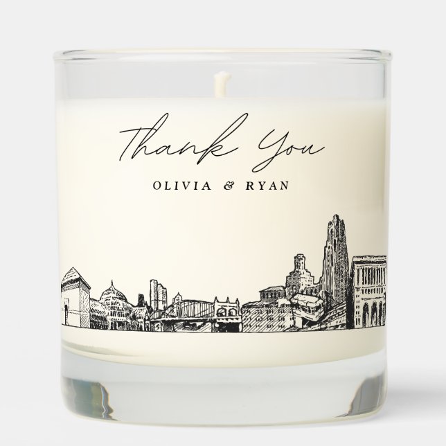 Pittsburgh Wedding Thank You Gift Custom Candle (Front)