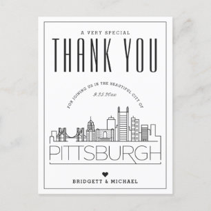 Pittsburgh Wedding Thanks for Coming! Postcard