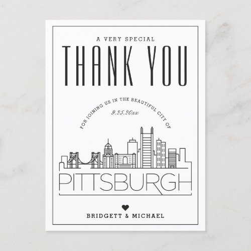Pittsburgh Wedding  Thanks for Coming Postcard