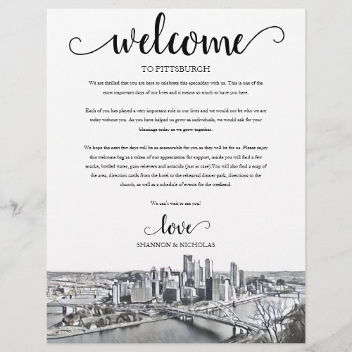 Pittsburgh Wedding Weekend Welcome Itinerary