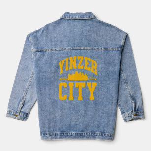 Pittsburgh Yinz  Yinzer Steel City Skyline 412 Hom Denim Jacket