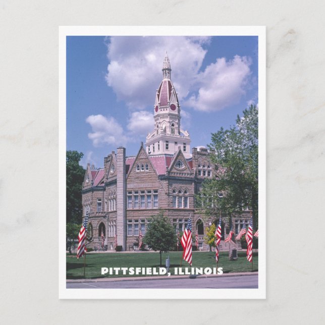 Pittsfield Illinois Pike County Courthouse Photo Postcard (Front)