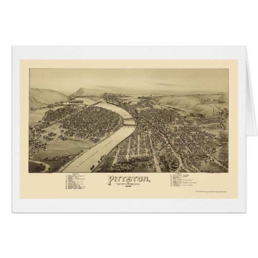 Pittston, PA Panoramic Map - 1892 Cards (Front Horizontal)