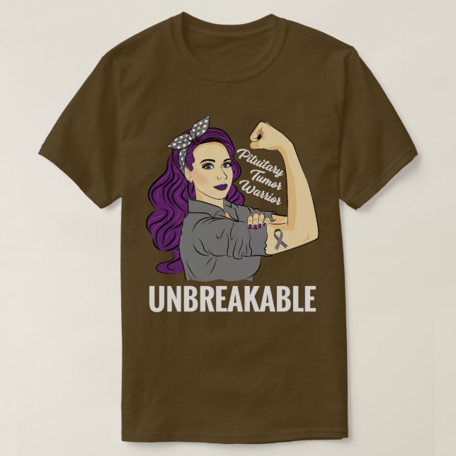 Pituitary Tumor Gland Awareness Warrior Unbreakabl T-Shirt (Design Front)