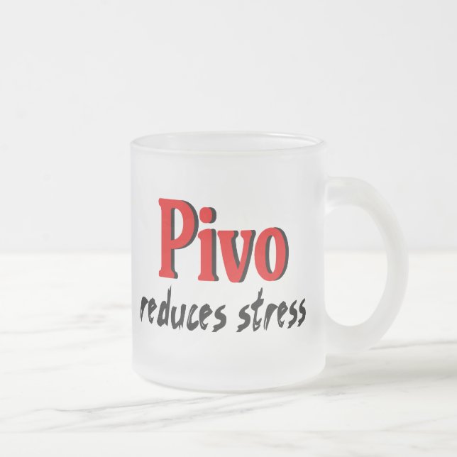 Pivo reduces stress frosted glass coffee mug (Right)