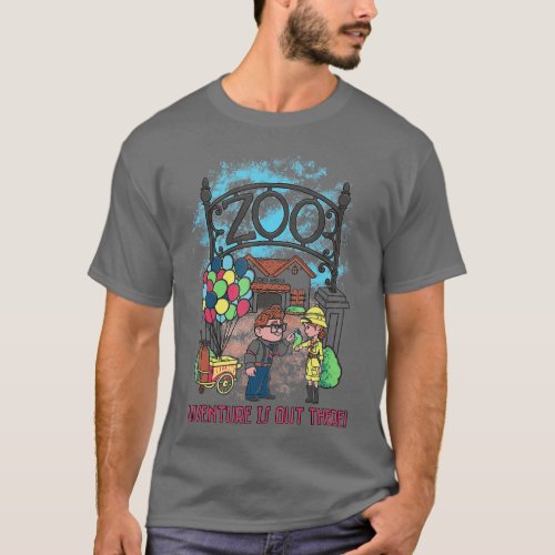 Pixar Carl  Ellie at the Zoo Water Color Sketch  T_Shirt