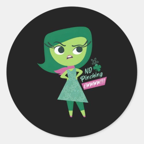 Pixar Inside Out Disgust Ew No Ching St PatrickS  Classic Round Sticker