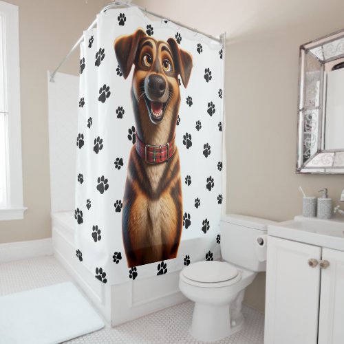 Pixar_Inspired Smiling Pup Shower Curtain