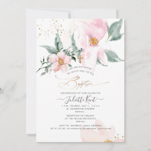 PixDezin H2 Single Petal Blush Roses Baptism Invitation