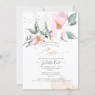 PixDezin H2 Single Petal Blush Roses Baptism Invitation