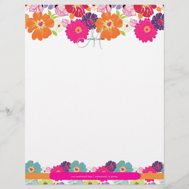 PixDezine Alegre Retro Floral Letterhead (Front)