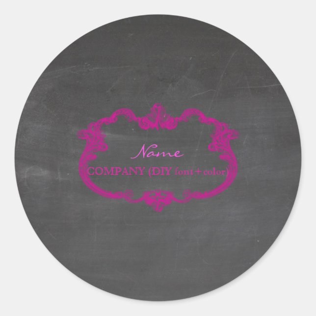 PixDezine Chalkboard+Whimsical Baroque Frame Classic Round Sticker (Front)