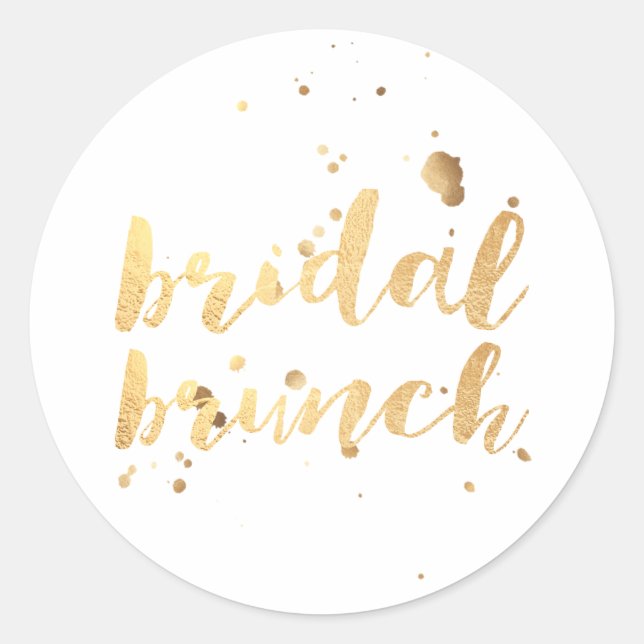 PixDezine dazzled faux gold/bridal brunch Classic Round Sticker (Front)
