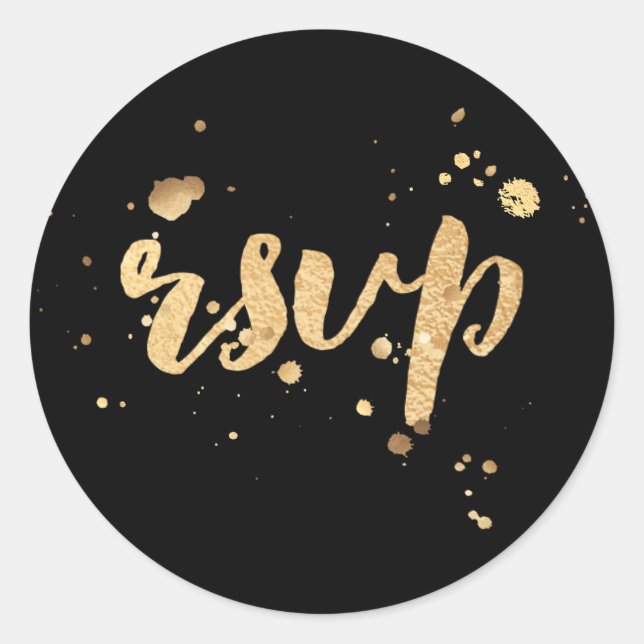 PixDezine dazzled faux gold/rsvp Classic Round Sticker (Front)