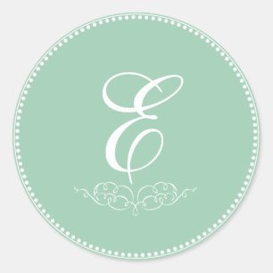 PixDezine DIY monogram+color/antique scrolls Classic Round Sticker
