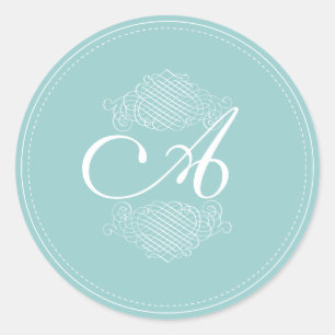 PixDezine DIY monogram+color/fancy scrolls Classic Round Sticker