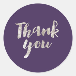 PixDezine faux silver foil/thank you/diy Classic Round Sticker