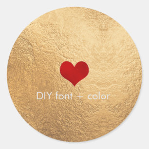 PixDezine faux silver heart/gold background Classic Round Sticker